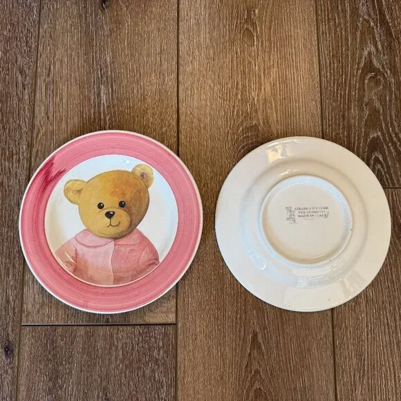 2 Vintage Italian Alimenti Teddy bear 8" plates - Picture 9 of 13